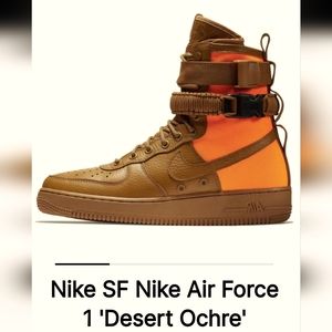 Nike Air Force One Desert Ochre Neon Orange High Top size 9.5